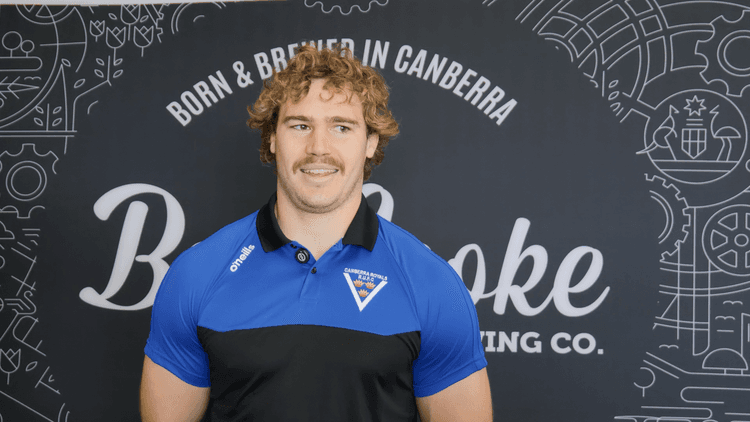 Canberra Royals flanker, Rory Scott speaks to the media