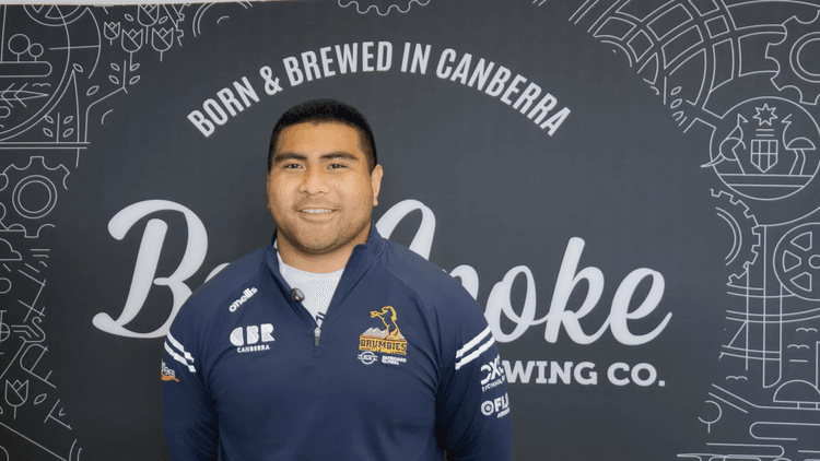 Lington Ieli, prop for Tuggeranong Vikings speaks to the media