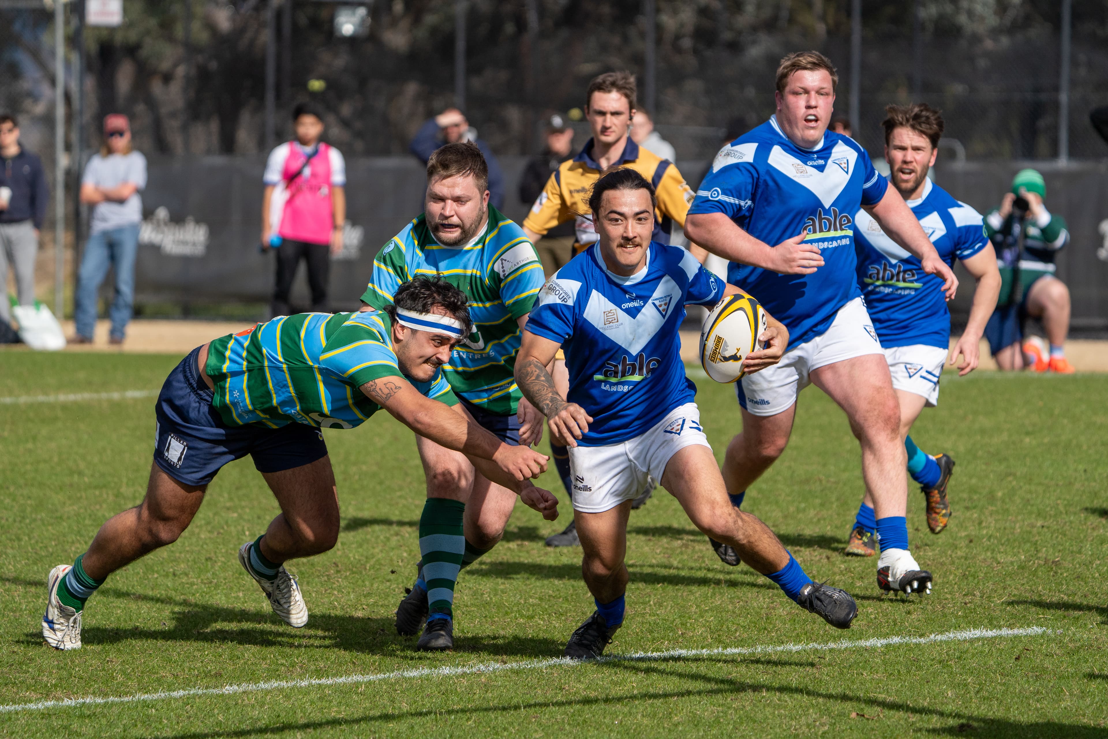 Nick Jervis-Hamilton breaks through for the Canberra Royals at Viking Park, Wanniassa.